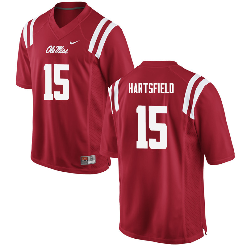 Men Ole Miss Rebels #15 Myles Hartsfield College Football Jerseys-Red